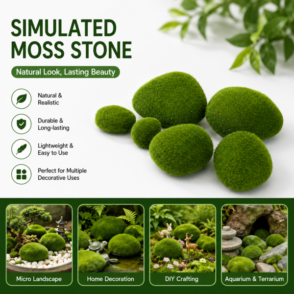 Artificial Moss Stone Decorative Set 5pcs set