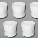 Camellia Planter With Tray - 5 Pcs (4Inchi) White