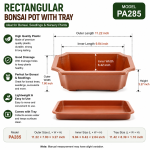 Rectangular Bonsai soft Pot with Tray 11 inchi