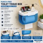 Punch-Free Waterproof Toilet Tissue Box with Storage Shelf large