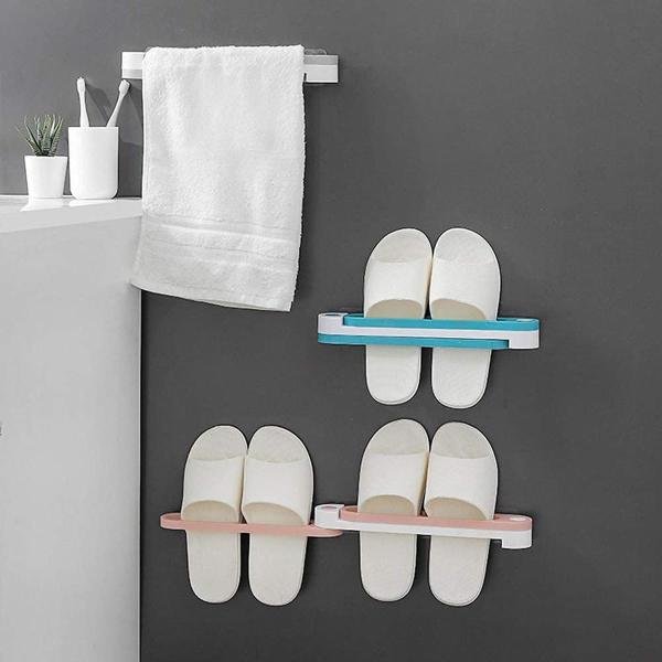 Rack Slippers Holder Rack Plastic Wall-Mounted Adjustable Corner Shoe Rack Space Saver Bathroom