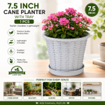 Rattan Flower Tub With Tray 8" 1 Pcs