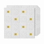 Self-Adhesive Waterproof PE Foam 3D Wall Panels Wallpaper Sticker for Bathroom, Living Room, and Home Decoration (Gold on White, 77 X 70 cm) (Pack of 1)