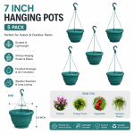 7 Inchi BP Green Hanging Flower Pot 5 pcs