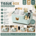 Multifunctional Tissue Box with Remote Control Holder | Desktop Storage Organizer