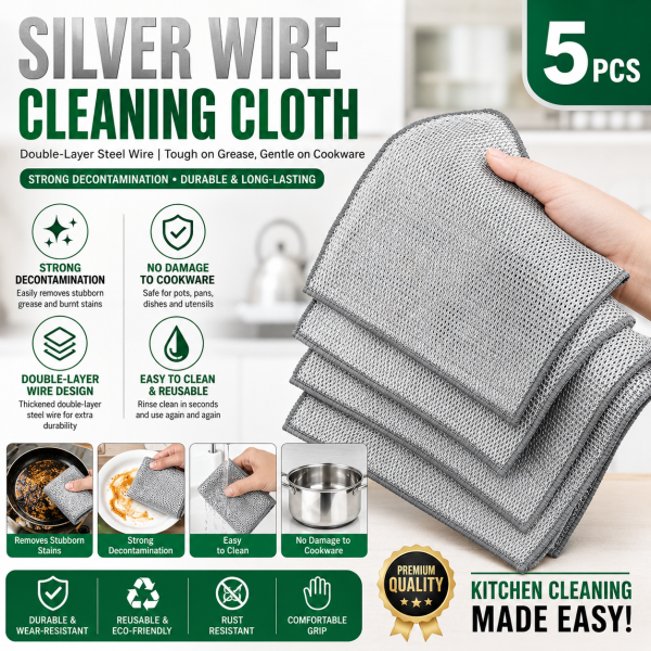 Silver Wire Dish Cleaning Cloth (5 PCS)