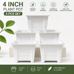 Flower Pot white 4 Inchi (5 Pcs )