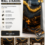 Decorative Wall Stickers 1 Pcs Self-Adhesive Light Luxury Gold Stamping 3D Three-Dimensional Waterproof Wall Wallpaper