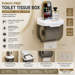 Punch-Free Waterproof Toilet Tissue Box with Storage Shelf