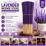 Lavender Incense Sticks – Bamboo Skewer Incense Sticks, Lavender Fragrance, 10 Pcs Pack