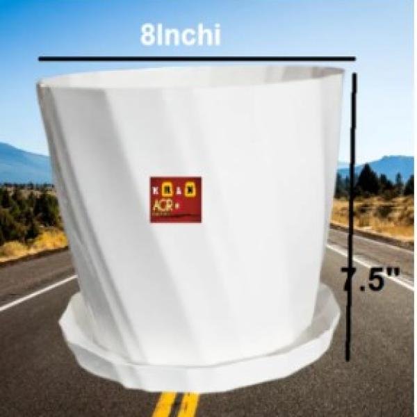 Bp Camellia 8 Inchi planter white with tray 1 pcs