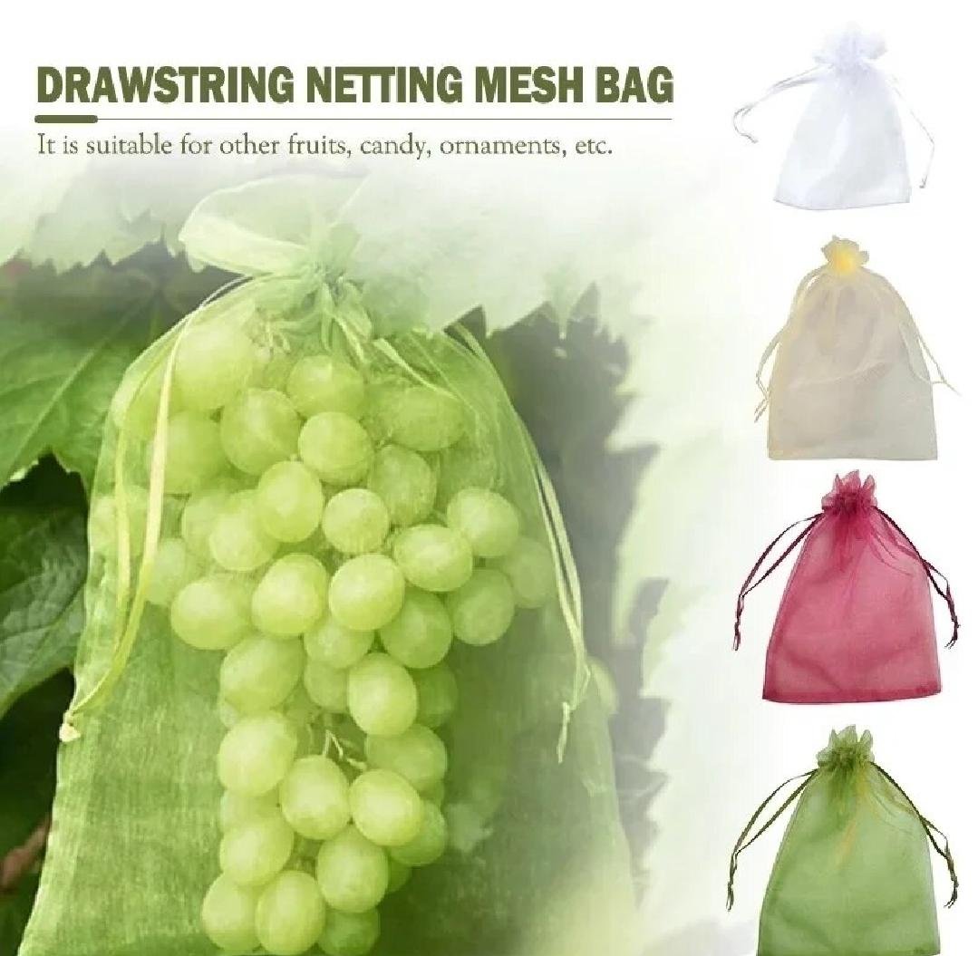 Fiber Fruit Protection Bag 10By13 in- 5Pcs Insect and Bird Mesh for Grapes and Strawberries